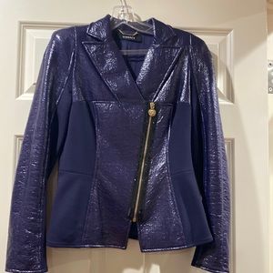 Versace purple jacket patent leather coat 42 gold logo
